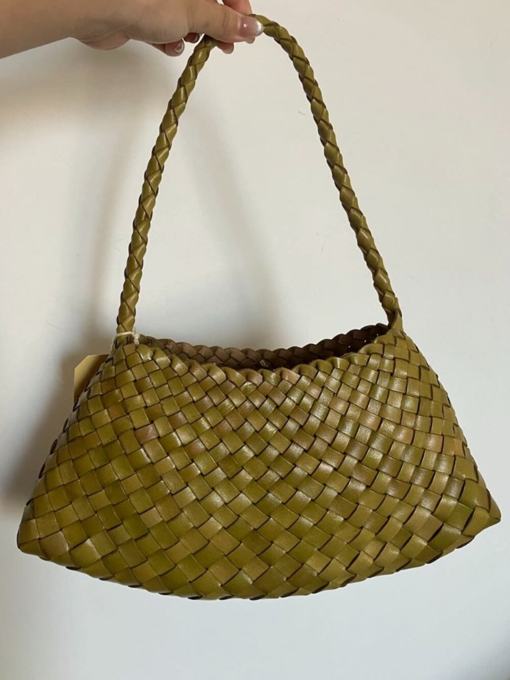 Dragon Diffusion Olive Green Woven Leather Shoulder Hobo Bag